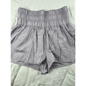 Free People Movement Shorts Lilac Purple High Waisted‎ Smocked Elastic Waist XL